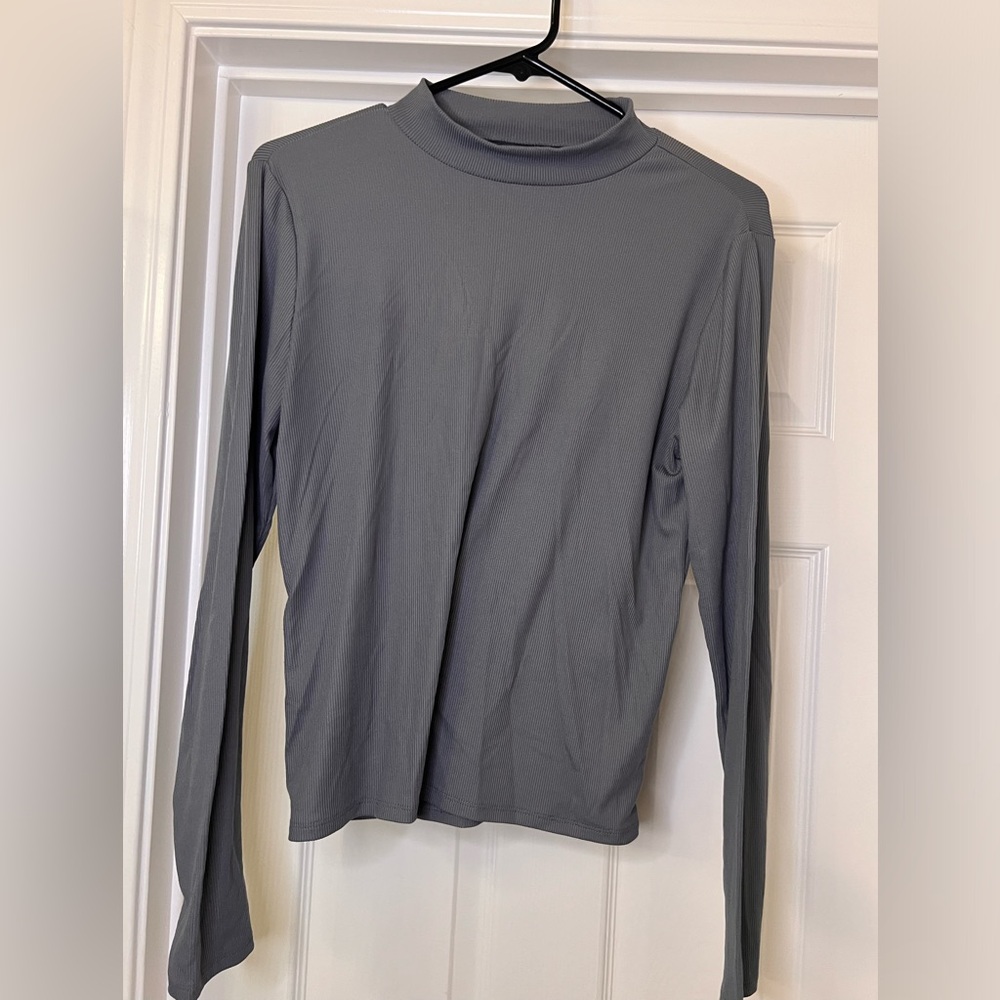 🍀3for$20 - No Boundaries Grey Long Sleeve Mock Neck Ribbed Knit Neutral Basic